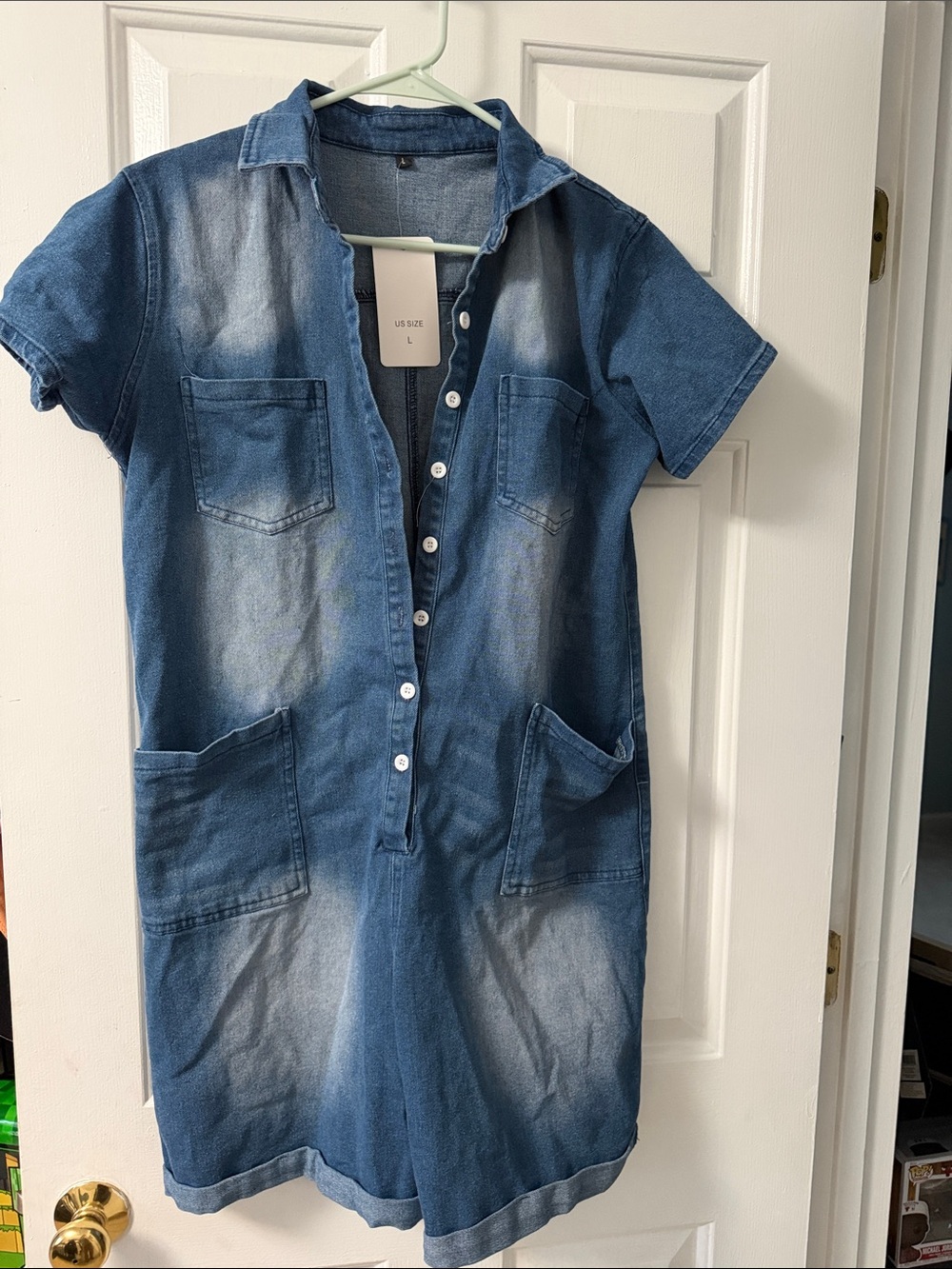 Denim Shirt Dress with Pockets - Blue